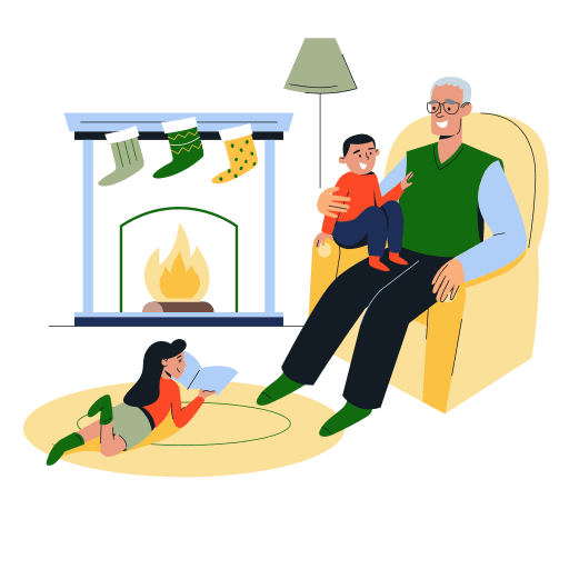 Quality time, grandkids, grandpa illustration