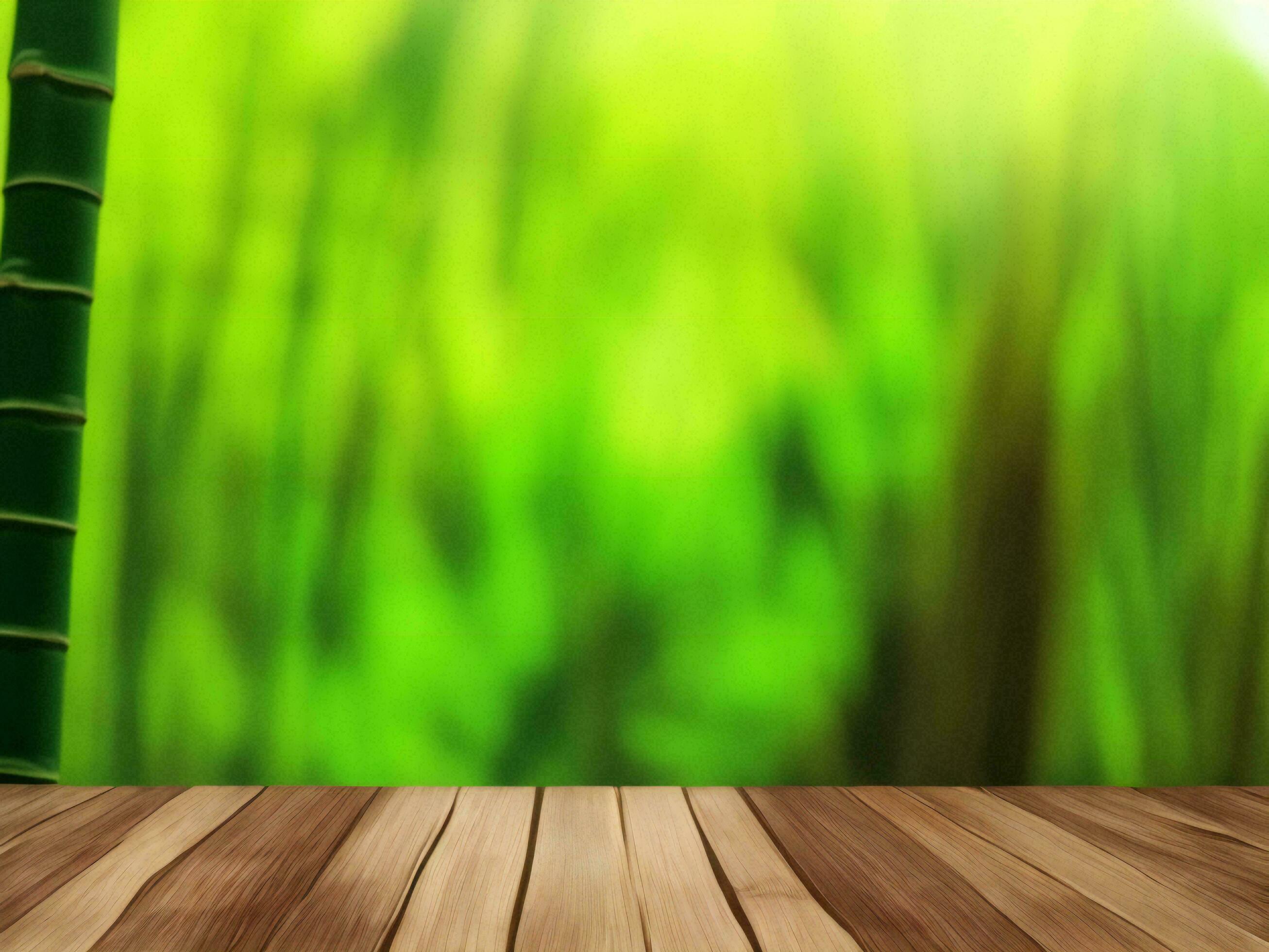 Wooden table on bamboo plant background ai generated Stock Free