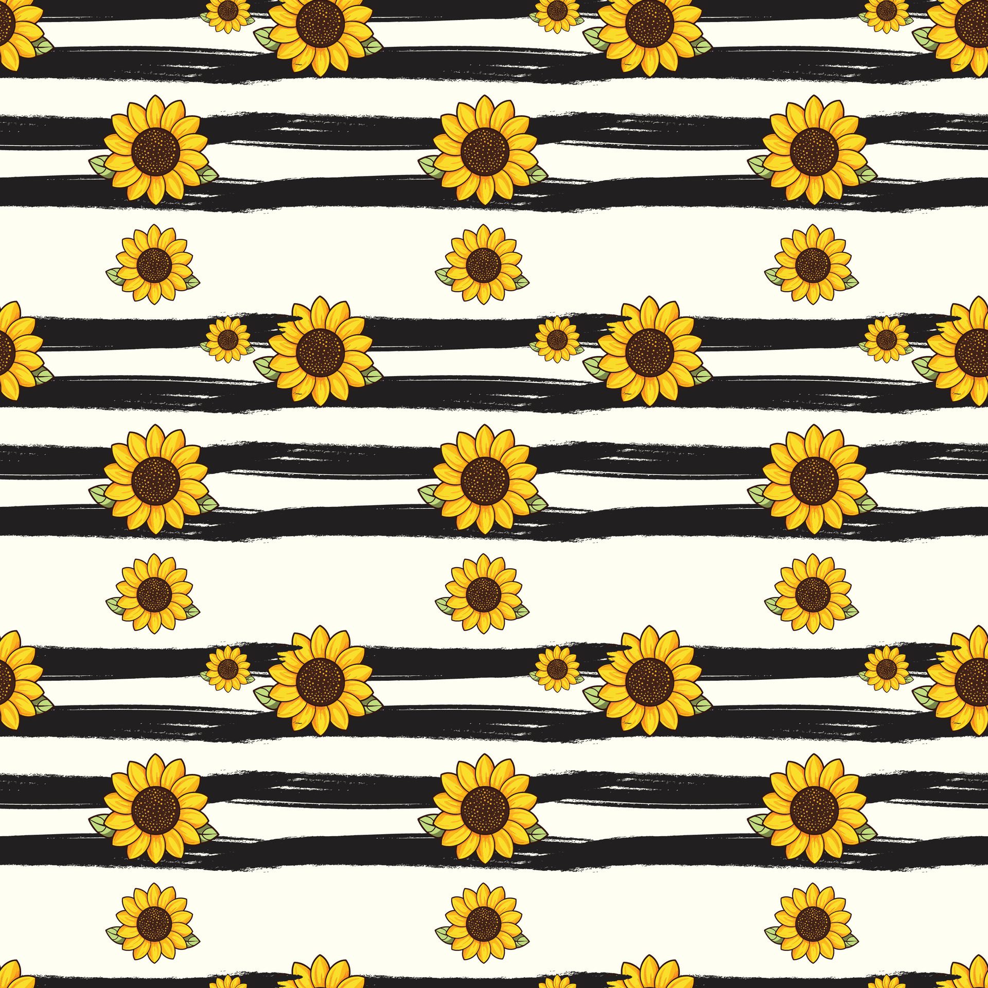 Sunflower Zebra Seamless Pattern Design Free Vector