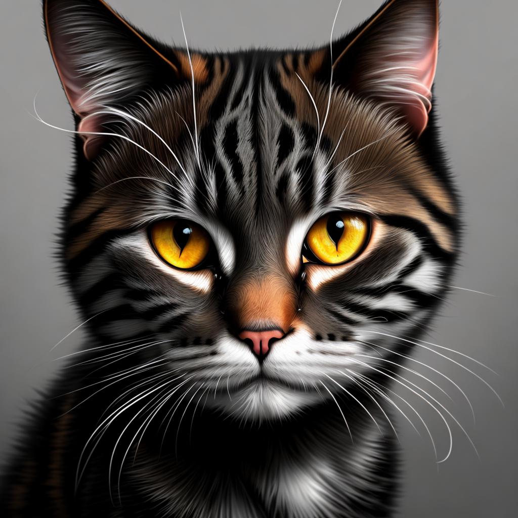 Crying cat Digital painting,Highly by @ai_generated