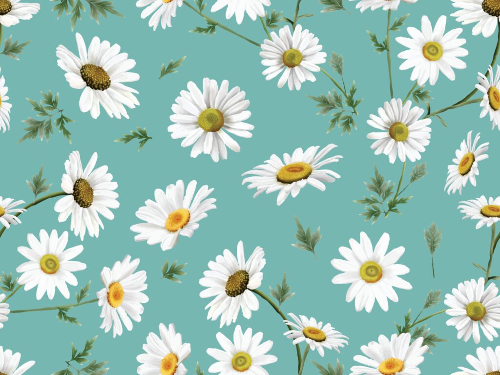 Seamless pattern with white daisy design Free Vector