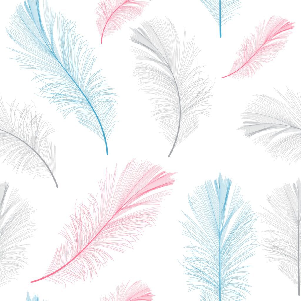 Bird Feather Hand Drawn Seamless Pattern Background Free Vector