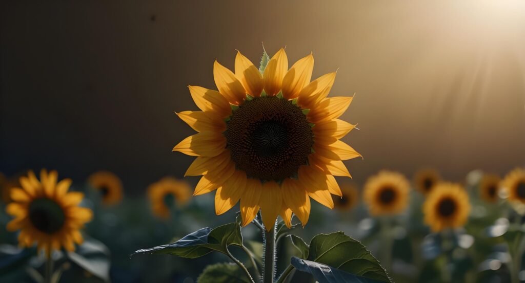 sunflower with sunlight background Stock Free