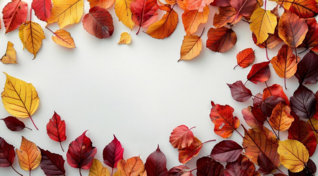 Autumn Leaves Scattered On White Background Stock Free