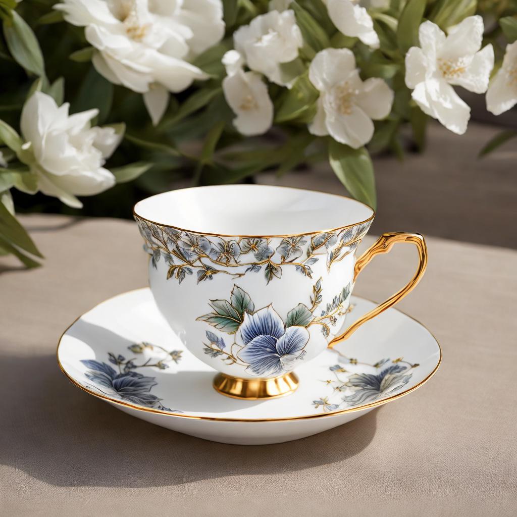 Elegant porcelain teacup, soft by @ai_generated