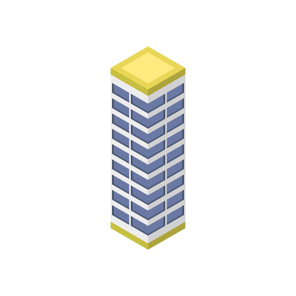 Isometric Skyscraper Icon On Background Free Vector