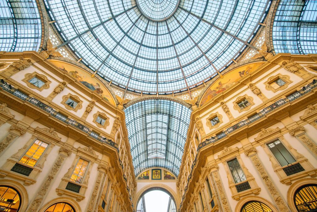 Galleria Vittorio Emanuele II is one of the most popular shopping areas in Milan Stock Free