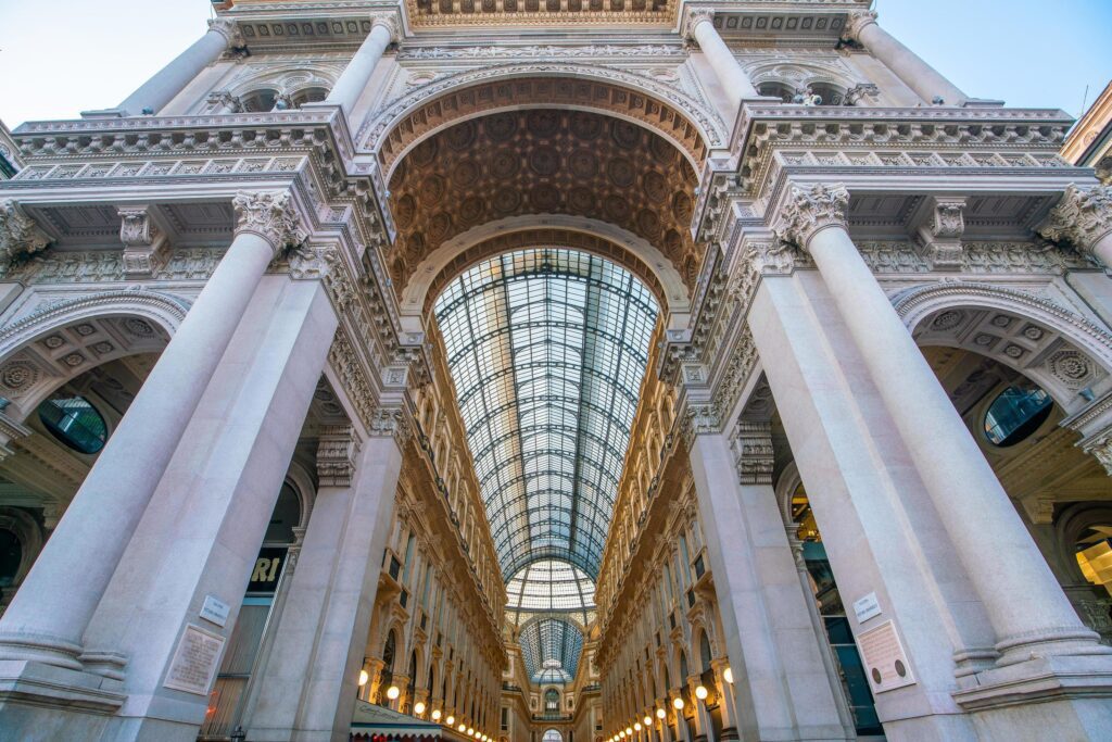 Galleria Vittorio Emanuele II is one of the most popular shopping areas in Milan Stock Free