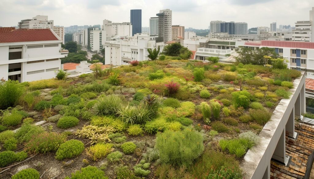 Green and blue meet in urban paradise generated by AI Stock Free