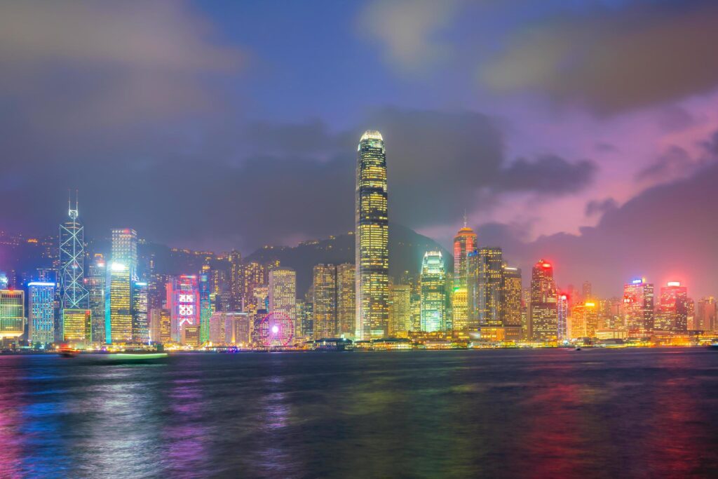 Hong Kong city skyline in China panorama Stock Free