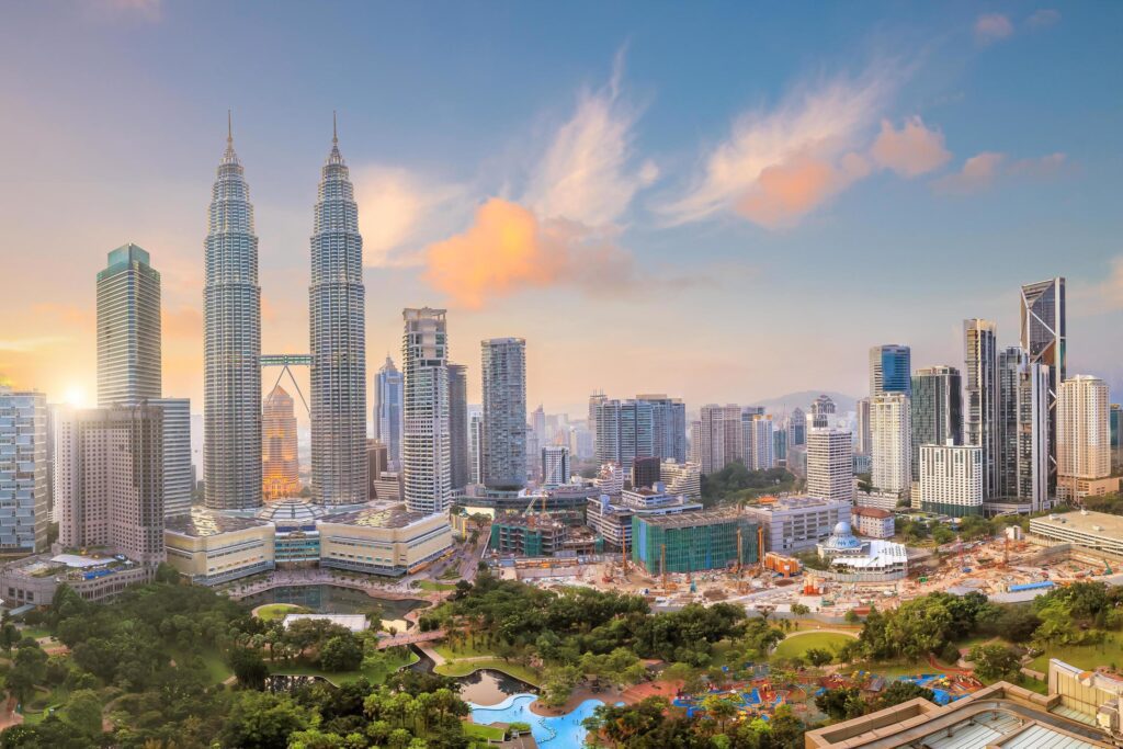 Kuala Lumper skyline at twilight Stock Free