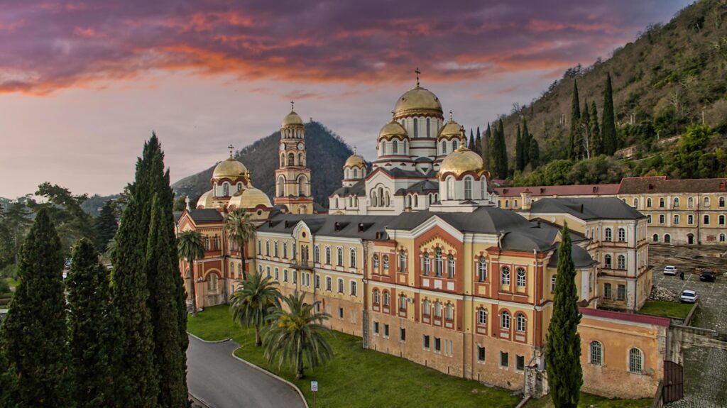 Landscape with views of the new Athos Christian monastery. Stock Free