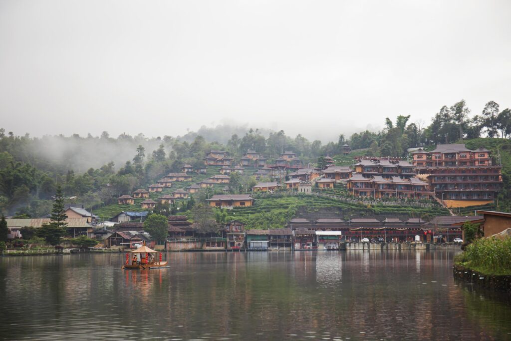 Mae Hong Son Thailand 1 November 2021 Rak Thai Village in the morning with cool mist. Stock Free