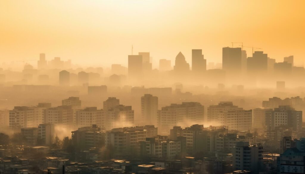 Modern Beijing skyline glows at dusk, a financial district masterpiece generative AI Stock Free