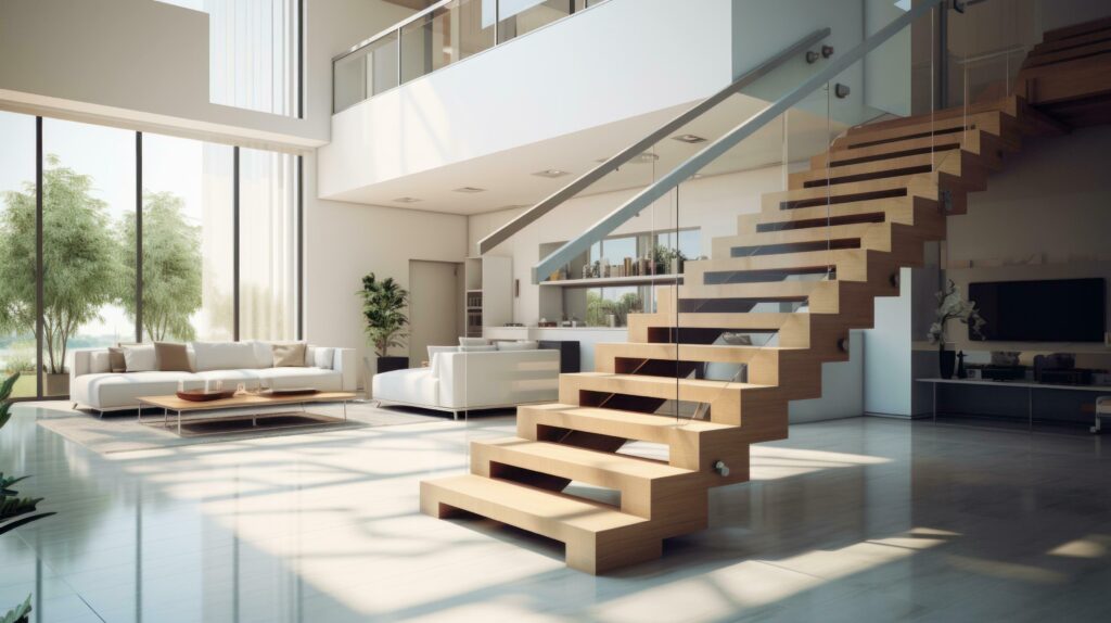 Modern stairway in interior Stock Free