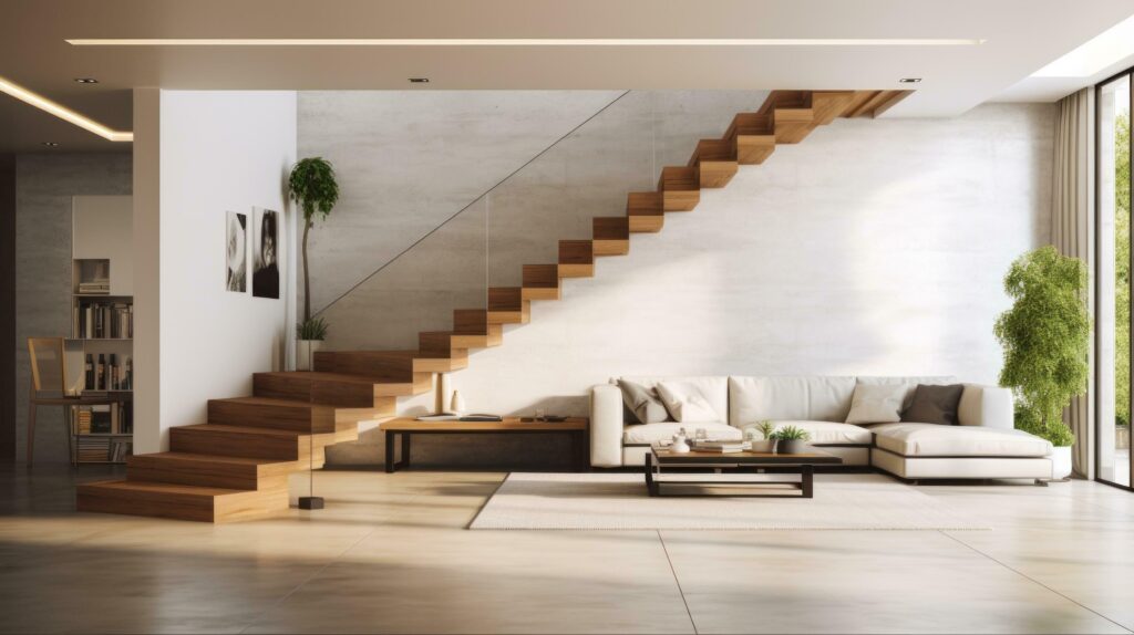 Modern stairway in interior Stock Free