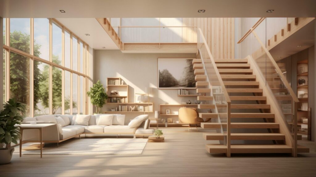 Modern stairway in interior Stock Free