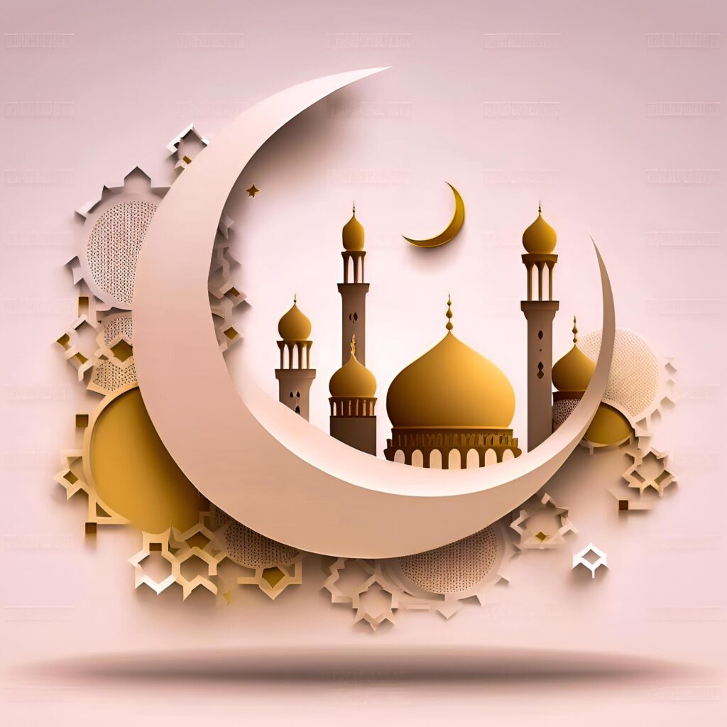 Mosque and Crescent Moon in Stock Free