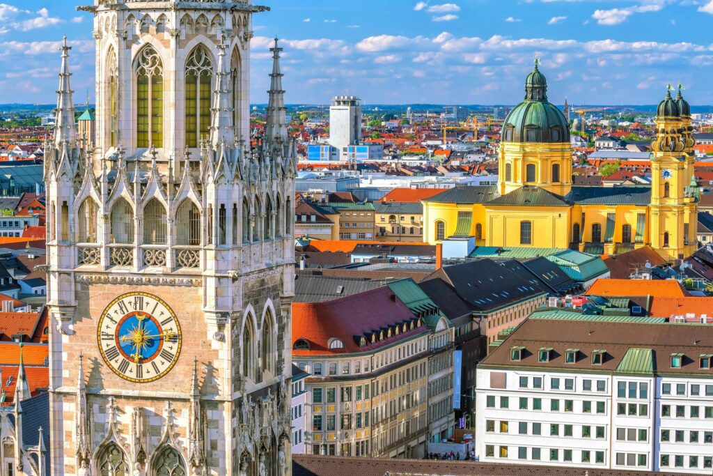 Munich skyline with Marienplatz Town Hall Stock Free