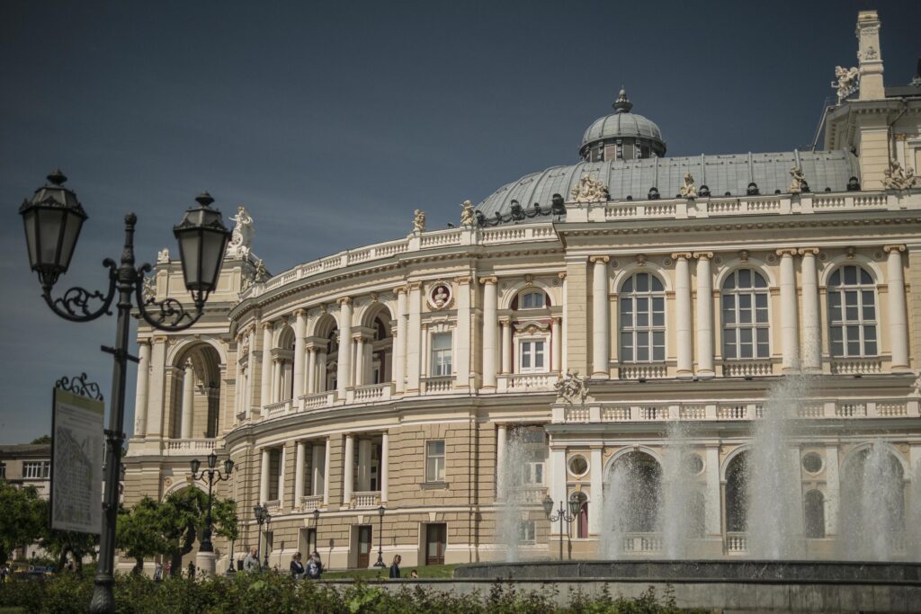 Odessa Opera theatre old city architecture fountain Stock Free