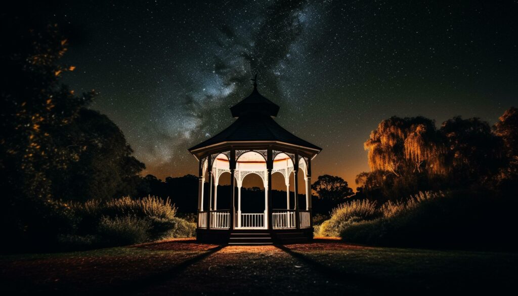 Old chapel illuminated by spooky moonlight, abandoned generated by AI Stock Free