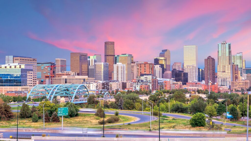 Panorama of Denver skyline at twilight. Stock Free