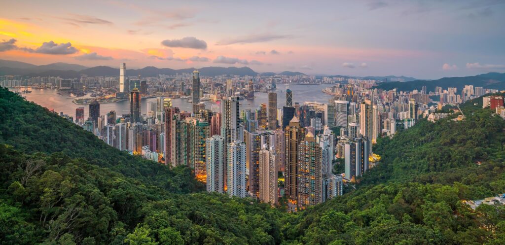 Panoramic view of Victoria Harbor Stock Free