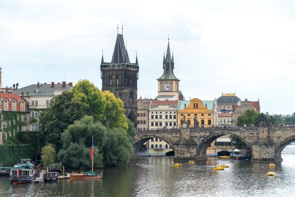 Prague, Czech Republic, July 12, 2017 – View of Charles Bridge in Prague Stock Free