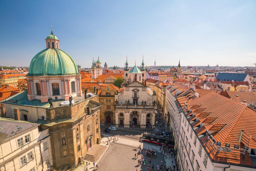 Prague downtown city skyline Stock Free