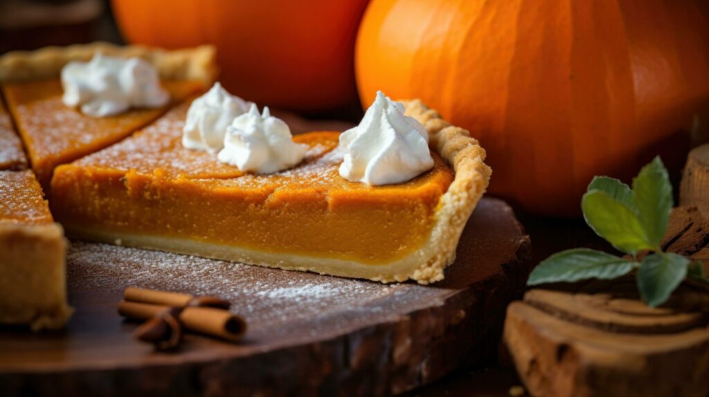 Pumpkin pie food background Stock Free