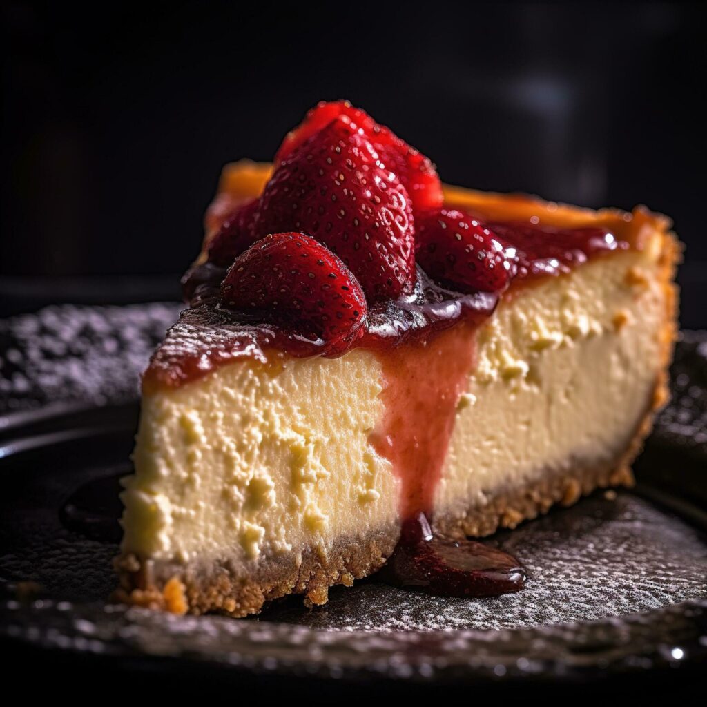 Realistic photo of Cheesecake. Close-Up Food Photography. AI Generated Stock Free