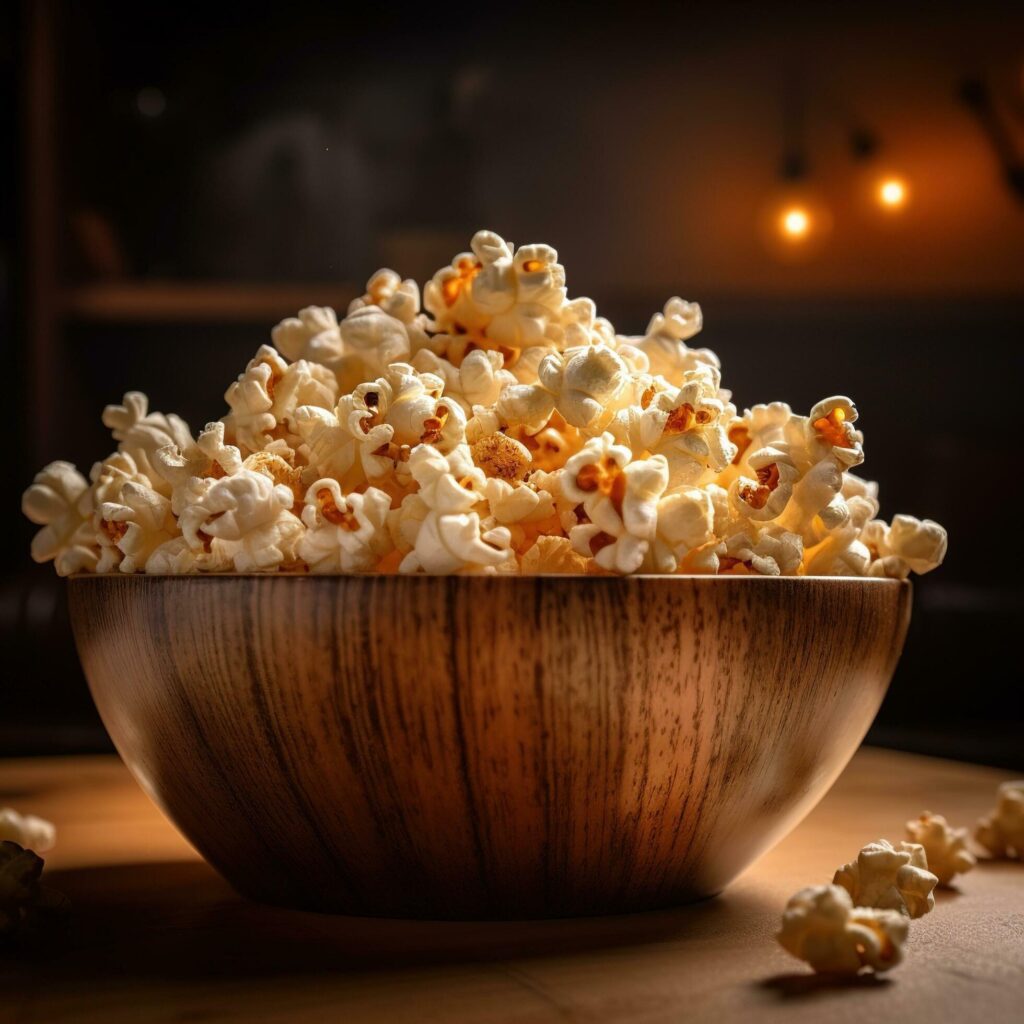 Realistic photo of Popcorn. Close-Up Food Photography. AI Generated Stock Free