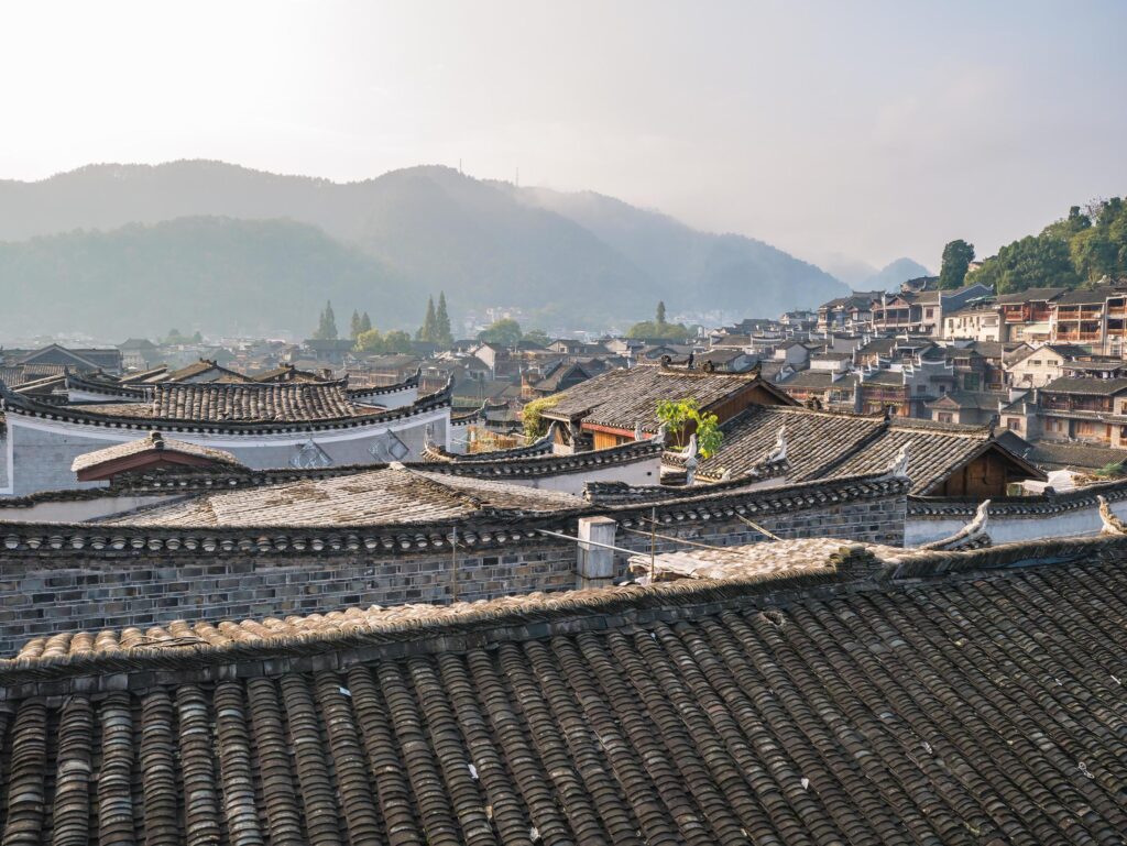 Roof of Chinese vintage House in fenghuang old town.phoenix ancient town or Fenghuang County is a county of Hunan Province, China Stock Free