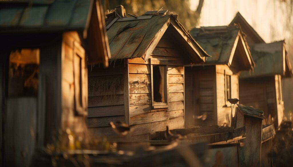 Rustic old cottage with dirty abandoned roof generated by AI Stock Free