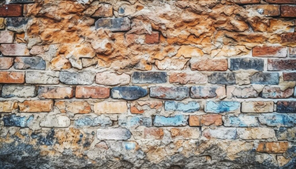 Rusty brick wall with textured grunge pattern and weathered surface generated by AI Stock Free