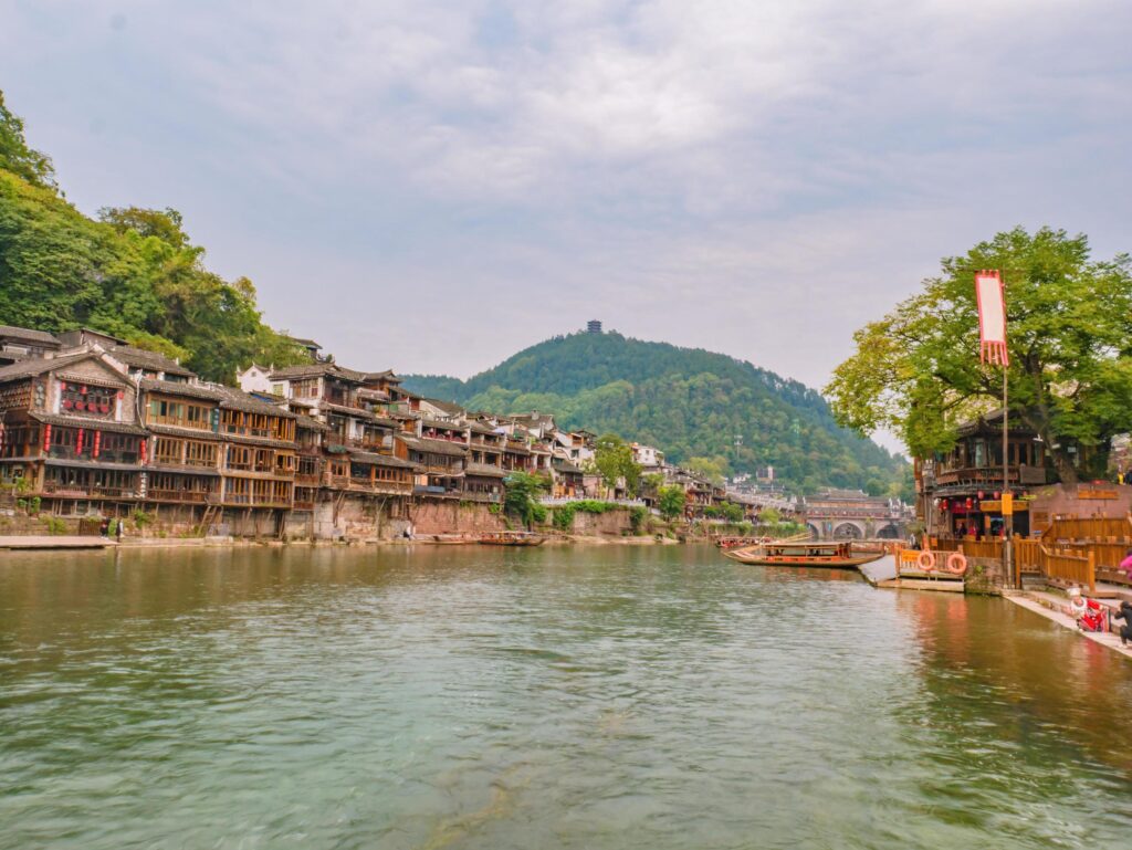 Scenery view of fenghuang old town .phoenix ancient town or Fenghuang County is a county of Hunan Province, China Stock Free