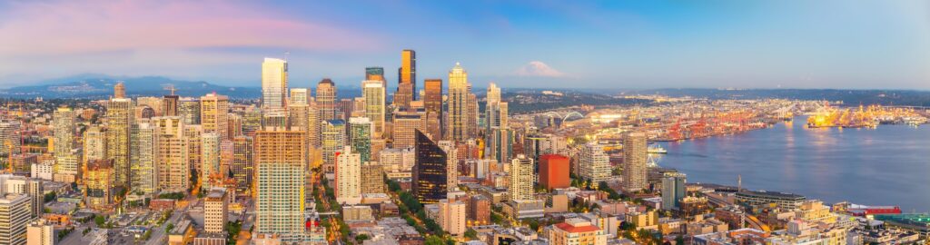 Seattle city downtown skyline cityscape in Washington State, USA Stock Free