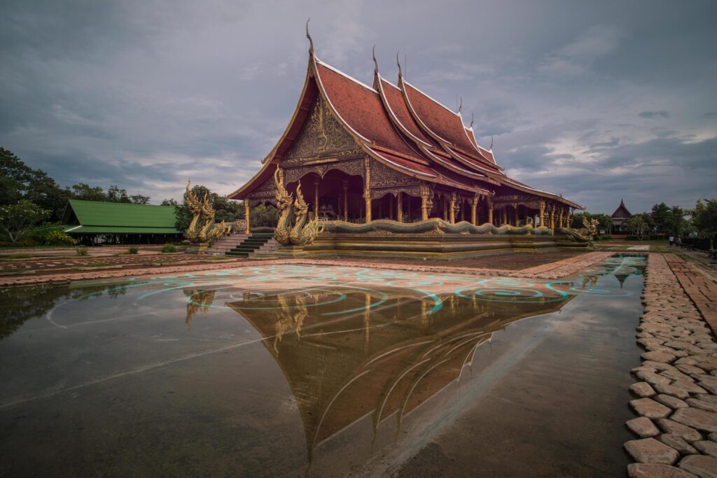 Sirindhorn Wararam Phu Prao Temple one of the iconic landmark for tourist in Ubon Ratchathani province of Eastern Thailand. Stock Free