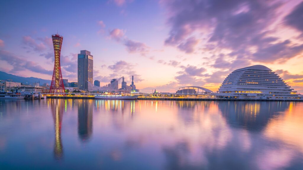 Skyline and Port of Kobe in Japan Stock Free