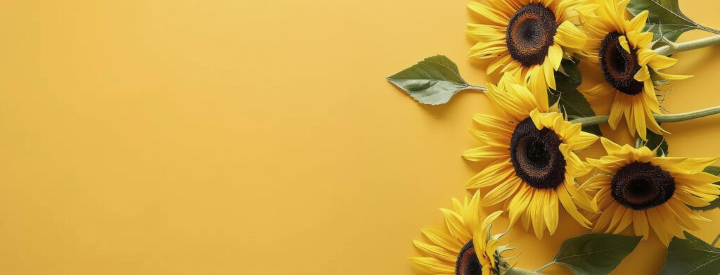 Sunflowers on Yellow Background Stock Free