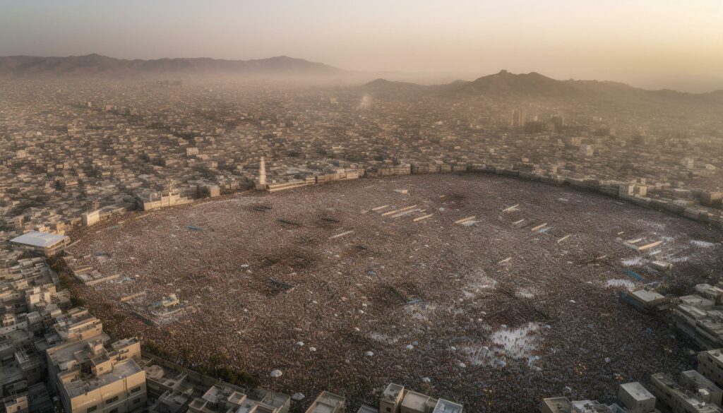 Sunset illuminates ancient city skyline from high up generated by AI Stock Free