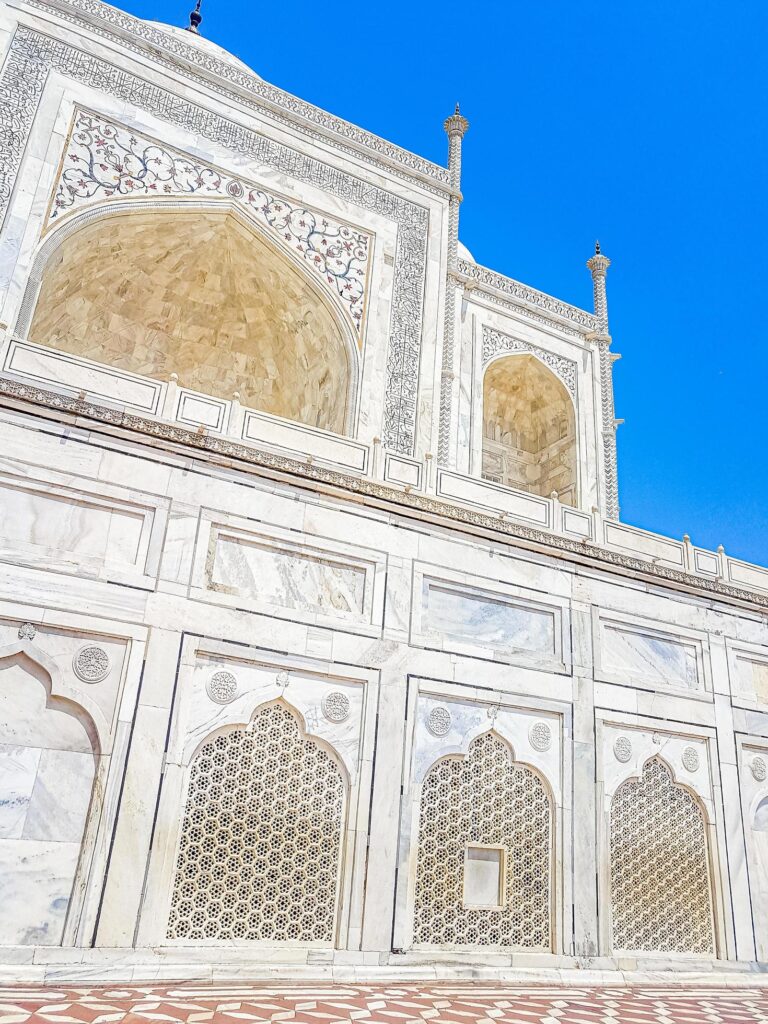 Taj Mahal Agra India Mogul marble mausoleum amazing detailed architecture Stock Free