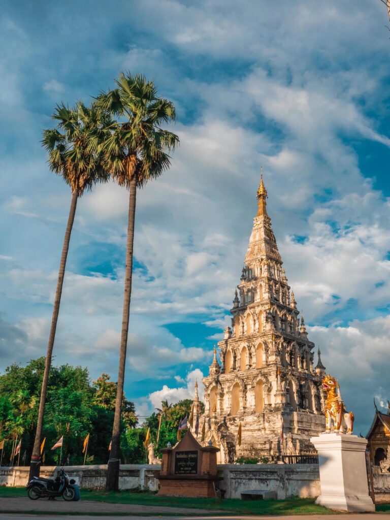 The pagoda of Wat Chedi liam or Ku Kham Temple, an ancient site in Wiang Kum Kam, The ruins of the ancient capital of the Lanna Kingdom, Chiang Mai, Thailand. Stock Free