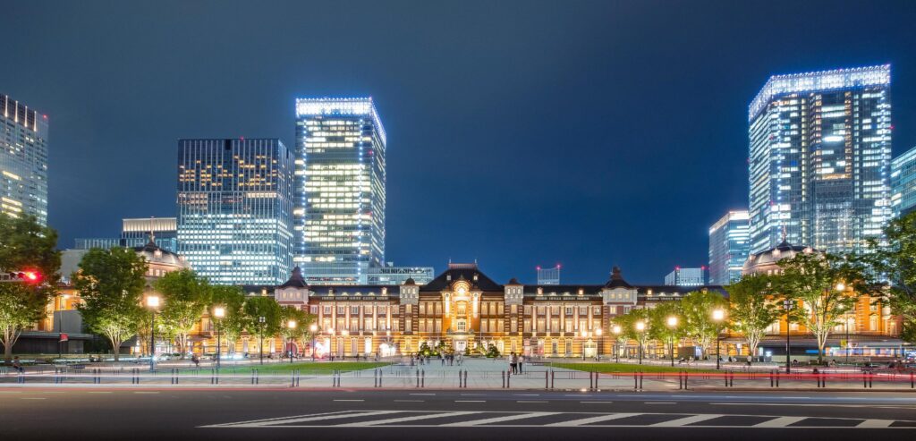 Tokyo city skyline at railway station Stock Free