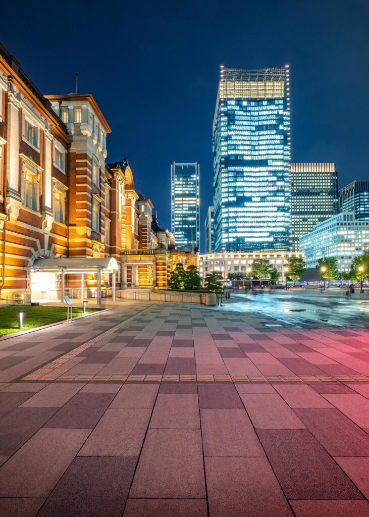 Tokyo city skyline at railway station Stock Free