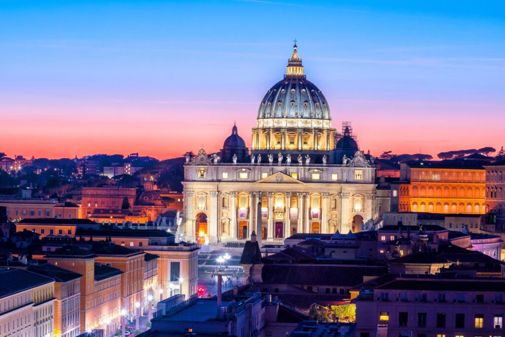 Top view of Rome city skyline from Castel Sant’Angelo Stock Free