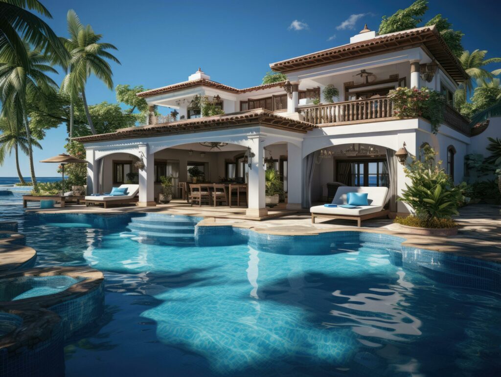 Tropical Summer Luxury Villa With Swimming Pool Stock Free