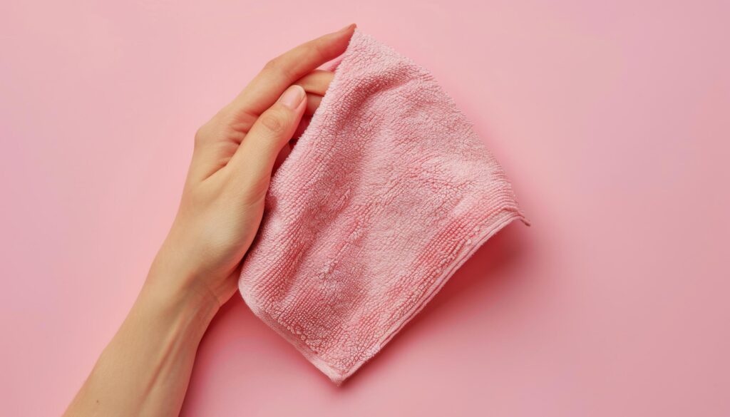 Two Hands Holding Pink Cloth on Pink Background Stock Free