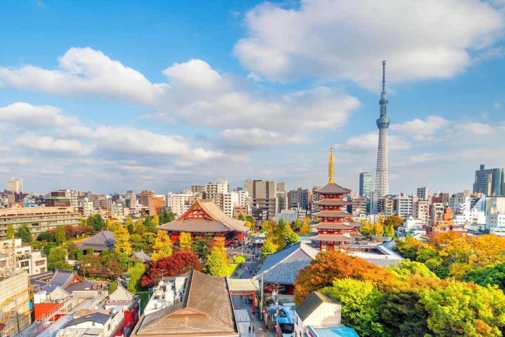 View of skyline of Tokyo with summer blue sky Stock Free