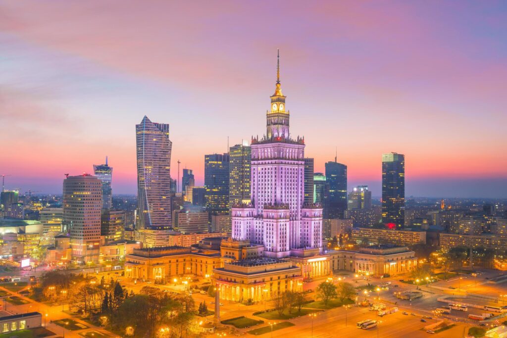 Warsaw city skyline Stock Free